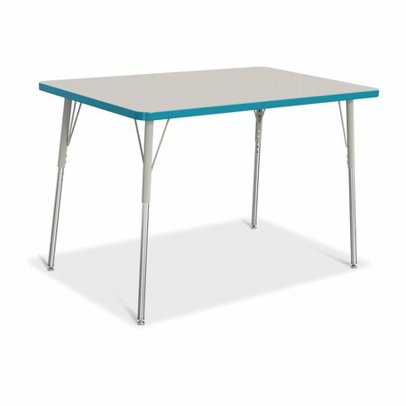 JONTI-CRAFT Berries Rectangle Activity Table, 30 in. x 48 in., A-height, Freckled Gray/Teal/Gray 6473JCA005